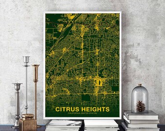 CITRUS HEIGHTS California CA usa poster color Hometown City Print Modern Home Decor Office Decoration Wall Art Dorm Bedroom Gift