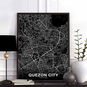 Póster con mapa de la ciudad de QUEZON, Filipinas, impresión de la ciudad natal, decoración moderna para el hogar, decoración de la oficina, arte de pared, dormitorio, regalo