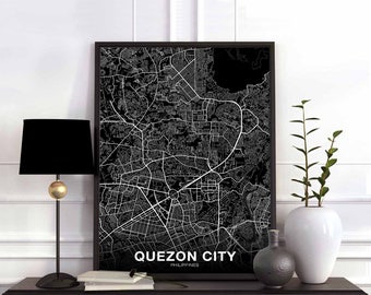 QUEZON CITY Philippines map poster Hometown City Print Modern Home Decor Office Decoration Wall Art Dorm Bedroom Gift