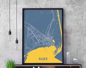 SUEZ Egypt map poster color Hometown City Print Modern Home Decor Office Decoration Wall Art Dorm Bedroom Gift