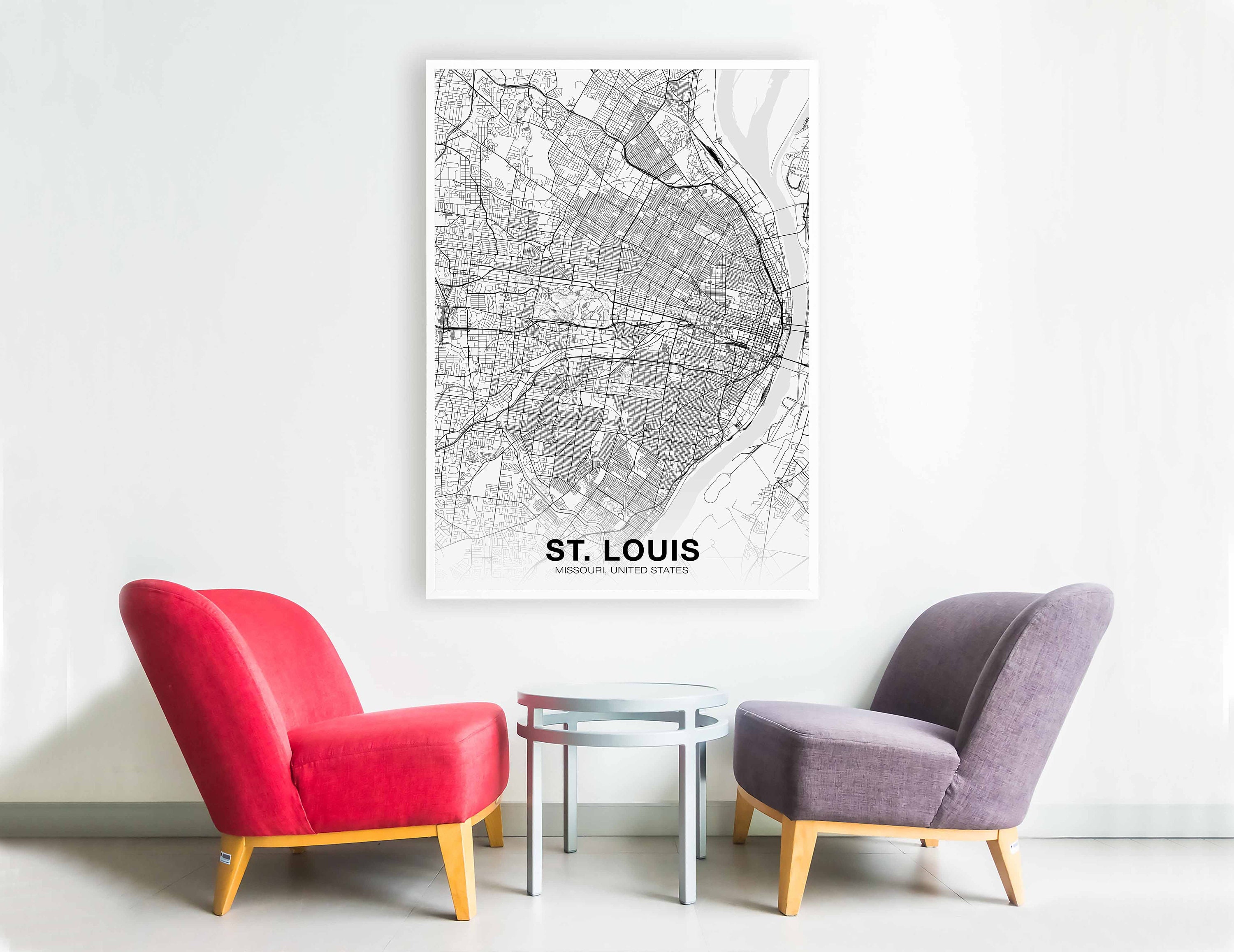 St Louis Missouri Mo Usa Map Poster Black White Hometown City