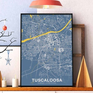 TUSCALOOSA Alabama AL US kaart poster kleur Woonplaats Stad Print Modern Home Decor Kantoor Decoratie Wall Art Slaapzaal slaapkamer cadeau