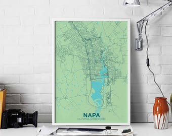 NAPA California CA US map poster color Hometown City Print Modern Home Decor Office Decoration Wall Art Dorm Bedroom Gift