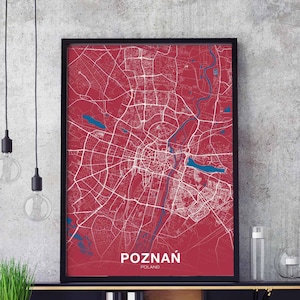 POZNAN/POZNA pologne carte affiche couleur ville natale ville impression moderne décor à la maison bureau décoration mur art dortoir chambre cadeau