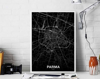 PARMA Italy map poster black white Hometown City Print Modern Home Decor Office Decoration Wall Art Dorm Bedroom Gift