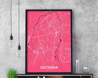 OSTRAVA Czechia poster color Hometown City Print Modern Home Decor Office Decoration Wall Art Dorm Bedroom Gift