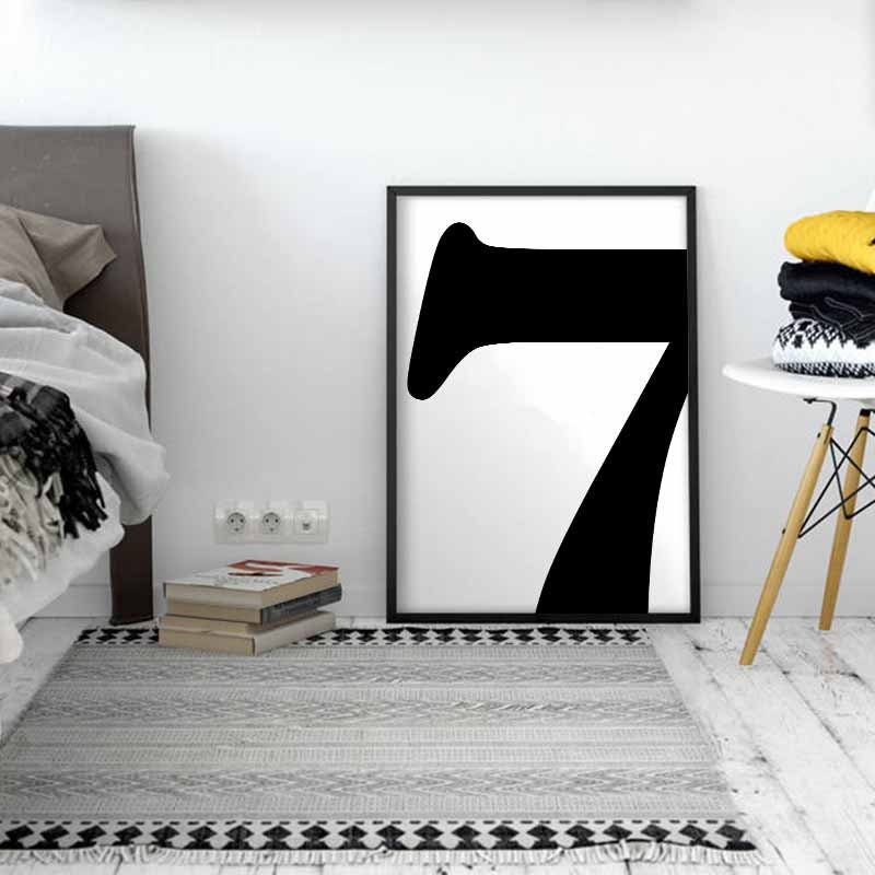 Number 7 Black White Wall Decor Design Motto Swiss