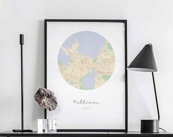 TALLINN Estonia map poster wall decor design modern minimal nordic travel bedroom home art vintage retro dorm nursery housewarming