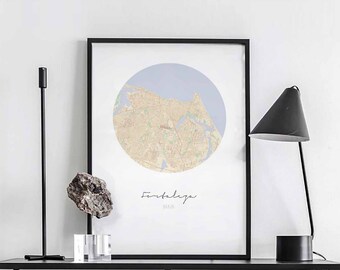 FORTALEZA Brazil map poster wall decor design modern minimal nordic travel bedroom home art vintage retro dorm nursery housewarming