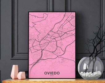 OVIEDO Spain poster color Hometown City Print Modern Home Decor Office Decoration Wall Art Dorm Bedroom Gift