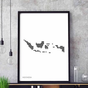 INDONESIEN minimal dots retro Karte schwarz weiß Wand Dekor Design modern schweizerisch skandinavisch chic elegant elegant elegant elegant Geschenk