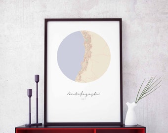 ANTOFAGASTA Chile map poster wall decor design modern minimal nordic travel bedroom home art vintage retro dorm nursery housewarming