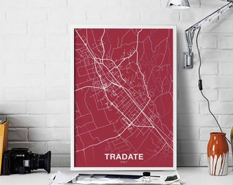 TRADATE Italy map poster color Hometown City Print Modern Home Decor Office Decoration Wall Art Dorm Bedroom Gift