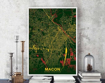 MACON Georgia GA USA poster color Hometown City Print Modern Home Decor Office Decoration Wall Art Dorm Bedroom Gift