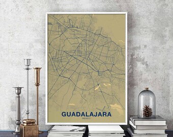 GUADALAJARA Mexico map poster color Hometown City Print Modern Home Decor Office Decoration Wall Art Dorm Bedroom Gift art