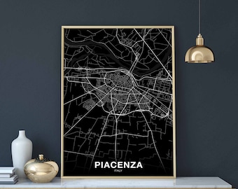 PIACENZA Italy map poster black white Hometown City Print Modern Home Decor Office Decoration Wall Art Dorm Bedroom Gift