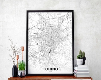 TORINO Italy map poster Hometown City Print Modern Home Decor Office Decoration Wall Art Dorm Bedroom Gift
