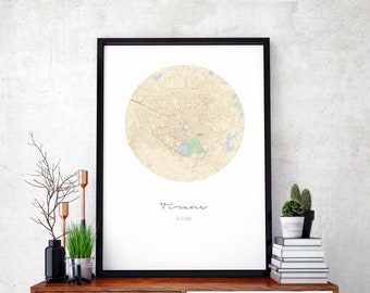 TIRANE Albania map poster wall decor design modern minimal nordic travel bedroom home art vintage retro dorm nursery housewarming