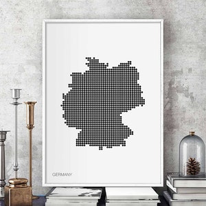 DEUTSCHLAND Landkarte mit Punkten modern schwarz weiß Wand Dekor Design modern schweizer skandinavisch skandinavisch Einweihungsparty