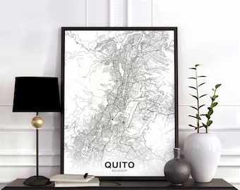 QUITO Ecuador map poster black white  Hometown City Print Modern Home Decor Office Decoration Wall Art Dorm Bedroom Gift art print