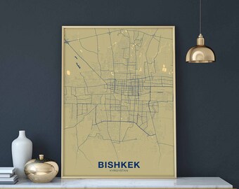 BISHKEK Kyrgystan poster color Hometown City Print Modern Home Decor Office Decoration Wall Art Dorm Bedroom Gift