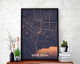 SIEM REAP Cambodia poster color Hometown City Print Modern Home Decor Office Decoration Wall Art Dorm Bedroom Gift