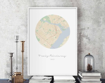 TROIS RIVIERES Canada map poster wall decor design modern minimal nordic travel bedroom home art vintage retro dorm nursery housewarming