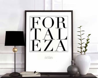 Fortaleza minimal typography art print poster black white wall decor design modern swiss scandinavian nordic inspiration city