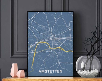 AMSTETTEN Austria poster color Hometown City Print Modern Home Decor Office Decoration Wall Art Dorm Bedroom Gift
