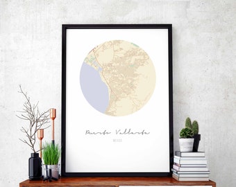 PUERTO VALLARTA Mexico map poster wall decor design modern minimal nordic travel bedroom home art vintage retro dorm nursery housewarming