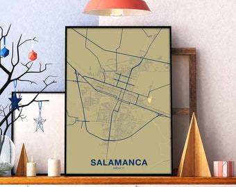 SALAMANCA Mexico map poster color Hometown City Print Modern Home Decor Office Decoration Wall Art Dorm Bedroom Gift art