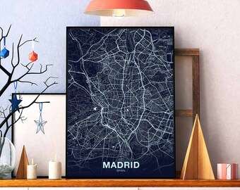 MADRID Spain map poster color Hometown City Print Modern Home Decor Office Decoration Wall Art Dorm Bedroom Gift
