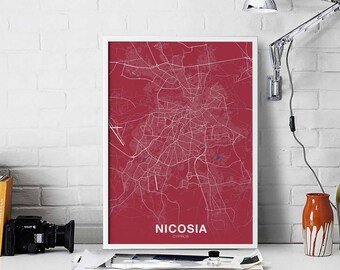 NICOSIA Cyprus poster color Hometown City Print Modern Home Decor Office Decoration Wall Art Dorm Bedroom Gift