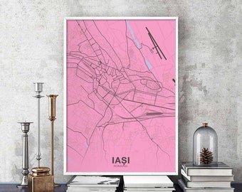 IASI Romania map poster color Hometown City Print Modern Home Decor Office Decoration Wall Art Dorm Bedroom Gift