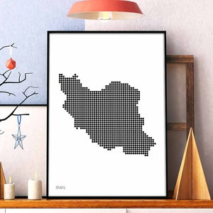 IRAN Minimalist Karte Poster schwarz weiß Wand Dekor Design modern schweizerisch skandinavisch skandinavisch chic elegant elegant elegant Geschenk