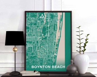 BOYNTON BEACH Florida FL usa poster color Hometown City Print Modern Home Decor Office Decoration Wall Art Dorm Bedroom Gift