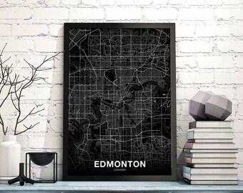 EDMONTON Canada map poster black white Hometown City Print Modern Home Decor Office Decoration Wall Art Dorm Bedroom Gift