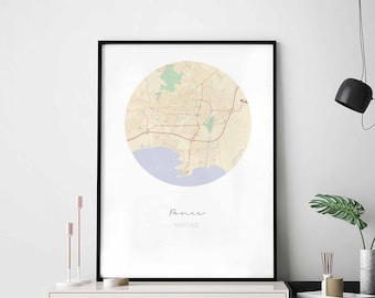 PONCE Puerto Rico map poster wall decor design modern minimal nordic travel bedroom home art vintage retro dorm nursery housewarming