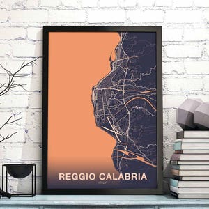 REGGIO CALABRIA Landkarte Italien Poster Farbe Heimatstadt Stadt Druck Moderne Wohnkultur Büro Dekoration Wand Kunst Wohnheim Schlafzimmer Geschenk