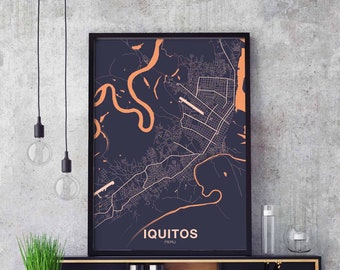 IQUITOS Peru poster color Hometown City Print Modern Home Decor Office Decoration Wall Art Dorm Bedroom Gift