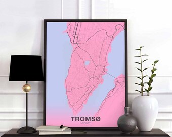 TROMSO Norway poster color Hometown City Print Modern Home Decor Office Decoration Wall Art Dorm Bedroom Gift