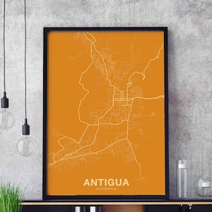 ANTIGUA Guatemala Karte Poster Farbe Hometown City Print Modernes Wohnkultur Büro Dekoration Wand Kunst Wohnheim Schlafzimmer Geschenk