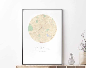 BLACKBURN Great Britain UK map poster wall decor design modern minimal nordic travel bedroom home art vintage retro dorm nursery