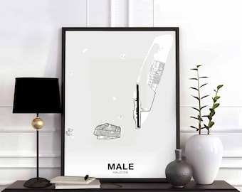 MALE Maldives map poster Hometown City Print Modern Home Decor Office Decoration Wall Art Dorm Bedroom Gift