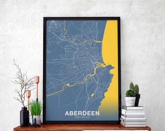 ABERDEEN Great Britain poster color Hometown City Print Modern Home Decor Office Decoration Wall Art Dorm Bedroom Gift