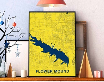 FLOWER MOUND Texas TX usa poster color Hometown City Print Modern Home Decor Office Decoration Wall Art Dorm Bedroom Gift