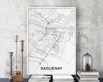 SAGUENAY Canada map poster Hometown City Print Modern Home Decor Office Decoration Wall Art Dorm Bedroom Gift