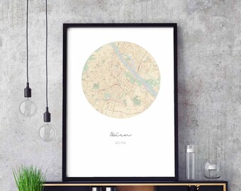 WIEN Austria map poster wall decor design modern minimal nordic travel bedroom home art vintage retro dorm nursery housewarming