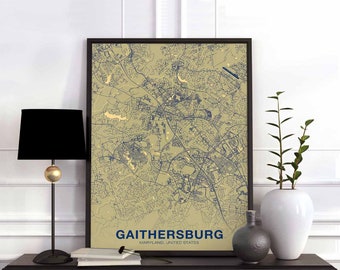 GAITHERSBURG Marylend MD USA poster color Hometown City Print Modern Home Decor Office Decoration Wall Art Dorm Bedroom Gift