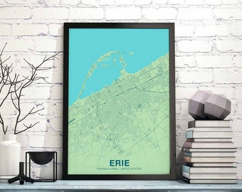 ERIE Pennsylvania PA USA poster color Hometown City Print Modern Home Decor Office Decoration Wall Art Dorm Bedroom Gift
